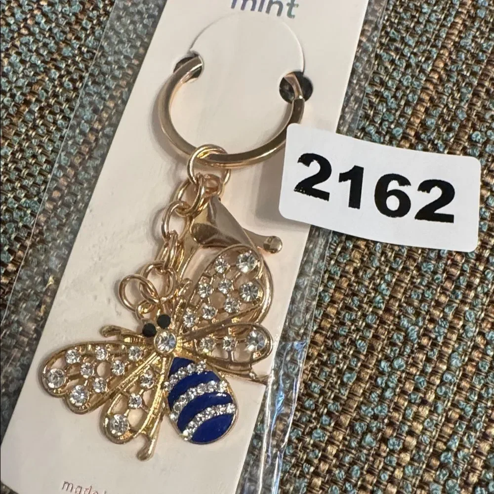 2162 Rhinestone Butterfly Key Ring, Bag Charm